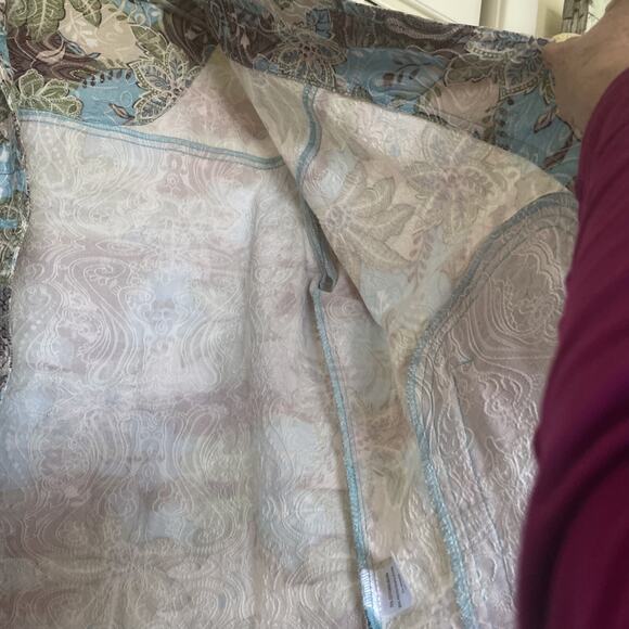 Rebecca Malone Bohemian Large Bohemian Turquoise Sage Brown Jacket Pockets EUC - Picture 15 of 16